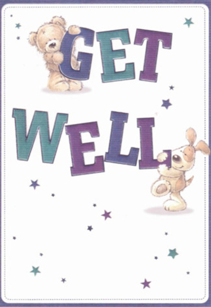 This get well card, brought vividly to life with the cheerful energy familiar in Alperton, showcases two endearing companions-a fluffy bear and a loving puppy-united in a moment that feels as warm as fresh bread from Ealing Road's bakeries. The bear, all caramel softness, anchors the bold 'GET' with a playful paw, while the puppy, with velvety ears and eager eyes, snuggles against the curved 'WELL,' both rendered in deep purples and refreshing aqua hues. Star shapes, scattered like confetti, twinkle in nuanced blue and lavender, casting a gentle glow around the scene, as if echoing well wishes across Bridgewater Road. Every detail, from the rendered textures of the animals' fur to the lively, buoyant typography, is crafted with loving attention-paralleling the care Alperton florists devote to each recovery bouquet we assemble for local delivery. The card feels genuinely tactile and inviting, evoking the sensation of a soft embrace. Imagine pairing this joyful creation with a bouquet specifically arranged to bring light into a friend's space-the combined gesture, tailored for someone near Hurstfield Crescent, becomes a heartfelt offering of positivity and hope. The clean composition, playful theme, and inviting colours make it an uplifting choice for both young and old during times of healing.