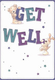 Radiating pure optimism, this illustrated get well card celebrates the comforting bonds that make Alperton feel like home. At its heart, a cuddly teddy bear and a joyful puppy leap from the page-each character animated with expressive smiles and oversized, huggable features. The bear's soft golden fur and the puppy's droopy indigo ears invite comforting thoughts, their arms outstretched as they balance the vivid, oversized letters spelling 'Get Well' in bold indigo and teal. Pale cream serves as the card's tranquil backdrop, evoking the serene waters of Alperton's Grand Union Canal, while scattered stars, glimmering in gradients of blue and violet, add a magical lift-like the twinkle of fairy lights along Mount Pleasant. The inviting textures-fuzzy bear, velvet-eared puppy, playful typography-make the illustration almost graspable, a tactile echo of the personal touch in every Flower Delivery Alperton bouquet. The overall effect is of healing and hope, as if sending not just a message, but a gentle embrace to someone in recovery. For families and friends in Alperton, this card, paired with fragrant stems hand-delivered by our local team, offers an authentic expression of care and encouragement to those on the mend.